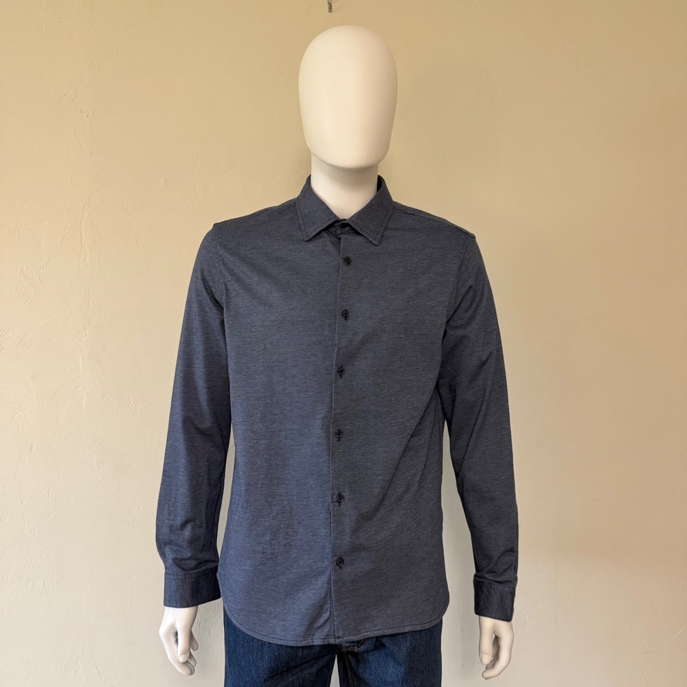 DKNY Mens Blue Cotton Long Sleeve Button‎ Down Shirt Size L Jersey NWT